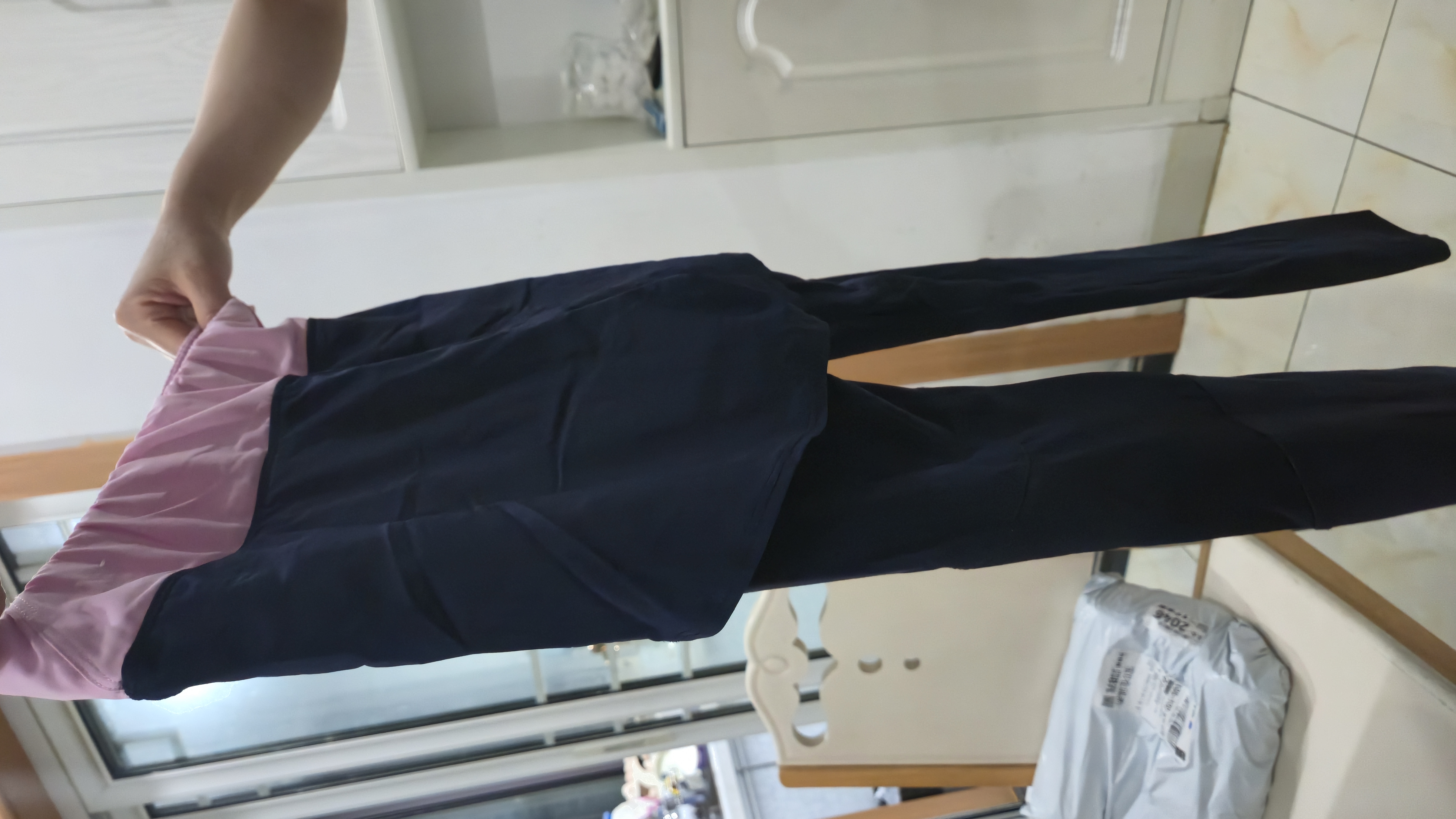 迪卡儂女童褲薄款緊身七分褲GYMG粉色假兩件10-11歲(141-148cm)-4277015 曬單實(shí)拍圖