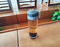 希諾塑料杯大容量隨手杯耐高溫泡茶杯學生水杯防摔抗摔帶提環(huán)玻璃杯 530ML 深灰蓋+淺灰提環(huán) XN-8076 曬單實拍圖