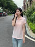 NAOTIEA納奧蒂爾小帆船純棉POLO領(lǐng)T恤女2025夏新款簡約顯瘦大碼短袖上衣 粉色 S 【建議80-90斤】 曬單實(shí)拍圖