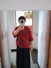 恒源祥貴夫人中老年夏裝女裝媽媽夏季時(shí)尚真絲香云紗上衣闊腿褲兩件套裝 紅色 5XL 曬單實(shí)拍圖