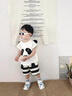 G.DUCKKIDS小黃鴨童裝男女童套裝夏季兒童衣服一歲寶寶卡通熊貓短褲兩件套夏 黑色 90 建議1~2歲【 80-90cm】 曬單實拍圖
