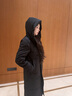 波司登（BOSIDENG）于適同款25新款羽絨服男女同款情侶長(cháng)款寬松舒適連帽面包服外套 黑色|8056 XS 155/80A 體重約110以?xún)?曬單實(shí)拍圖
