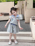 可英 GOWINBABY女童套裝兔子套裝半身裙2025夏季裙子兒童T恤女寶可愛(ài)公主裙 灰色 100 cm 曬單實(shí)拍圖