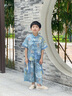 DOMIAMIAKIDS2025新款短袖演出服兒童漢服夏季男童中國(guó)風(fēng)古風(fēng)唐裝女童旗袍 新中式藍(lán)色套裝男 130 【建議身高121-130cm】 曬單實(shí)拍圖