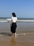 哈魯?shù)习咨绦鋞恤女小個(gè)子正肩翻領(lǐng)刺繡夏季修身百搭文藝學(xué)院風(fēng)POLO衫 白色 M (95-110斤） 曬單實(shí)拍圖