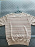 恒源祥2026年夏季新款桑蠶絲短袖t恤女寬松圓領(lǐng)提花條紋針織薄款上衣 米色 L 建議105-115斤左右 曬單實(shí)拍圖