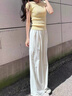 FitonTon奶芙山本褲女2025新款高腰垂感顯瘦休閑褲寬松慵懶肌理感闊腿褲 曬單實拍圖