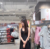 三彩2025春季新款緞面吊帶裙不對(duì)稱開(kāi)叉小黑裙連衣裙女 曬單實(shí)拍圖