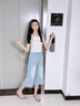 G.DUCKKIDS小黃鴨童裝女童褲子夏季新款兒童牛仔褲薄款透氣中大童寬松七分褲 淺藍色 120 尺碼5~6歲【110-120cm】 曬單實(shí)拍圖