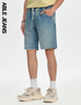 ABLE JEANS【牛仔短褲】新款復(fù)古天縹藍(lán)寬松彈力舒適水洗短褲 復(fù)古天縹藍(lán) 2XL 曬單實(shí)拍圖