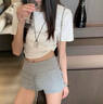 浪莎運(yùn)動(dòng)短褲女2025新款美式顯瘦三分休閑褲百搭抽繩高腰a字辣妹熱褲 曬單實(shí)拍圖