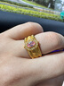 樂(lè)如魚(yú)黃金中古鴿子蛋戒指999足金鑲嵌莫桑鉆指環(huán)戒子送女友生日禮物 粉色戒指 約2.6g（多退少補(bǔ)） 12圈口 曬單實(shí)拍圖