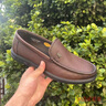 夢(mèng)特嬌【小羊皮】商務(wù)休閑皮鞋男 夏季新品舒適摔紋真皮一腳蹬樂(lè)福鞋 棕色（皮鞋碼） 41 曬單實(shí)拍圖