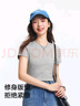 森馬（Semir）短袖T恤女短款套頭衫氣質(zhì)休閑2025新款夏假兩件緊身衣服簡約 中花灰00510 L 曬單實拍圖