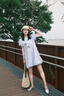 革曼孕婦裝夏裝連衣裙設計感寬松花苞蝴蝶結連衣裙小個(gè)子甜美短袖裙子 藍色裙子 XL 曬單實(shí)拍圖