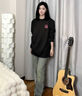 WYBT品牌聯(lián)名衛(wèi)衣男女2025春秋新款休閑寬松史迪仔棉質(zhì)情侶長袖T恤衫 024款黑色 XL （建議130-145斤） 曬單實拍圖