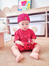 G.DUCKKIDS小黃鴨一周歲禮服男寶寶抓周衣服國風百天百日宴滿月嬰兒衣服夏季 紅色+香囊 73cm 73碼3-7月建議寶寶6-8公斤 曬單實拍圖