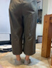 尚都比拉純棉休閑褲女夏季小個(gè)子垂感寬松闊腿山本褲 八分軍綠色輕薄 L  曬單實(shí)拍圖