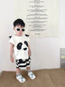 G.DUCKKIDS小黃鴨童裝男女童套裝夏季兒童衣服一歲寶寶卡通熊貓短褲兩件套夏 黑色 90 建議1~2歲【 80-90cm】 曬單實拍圖