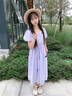 皮爾卡丹（pierre cardin）女大童夏裝連衣裙2025新款少女學生公主長裙子女孩雪紡沙灘裙夏季 紫色 170 【建議咨詢客服再定尺碼】 曬單實拍圖