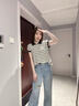 哈夫朵大碼女裝胖妹妹夏裝顯瘦套裝女微胖穿搭休閑時(shí)尚短袖t恤牛仔褲女 L304條紋上衣 【單件】 3XL 【建議145-160斤】 曬單實(shí)拍圖
