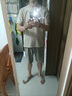 羅蒙（ROMON）2025夏季新款棉麻男士短袖t恤修身簡約圓領(lǐng)上衣薄款半袖麻料體恤 杏色 M 曬單實(shí)拍圖