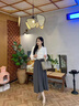 羅蒙（ROMON）半身裙春季2025新款時尚氣質(zhì)西裝裙不規(guī)則裙子A字裙半裙百褶裙子 灰色 M 曬單實拍圖