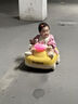 愛(ài)貝岙2025新款兒童電動(dòng)搖搖車(chē)1到3歲嬰兒玩具可坐人遙控車(chē)寶寶周歲禮物 遙控推把款：黃6V7A皮座搖擺燈光 曬單實(shí)拍圖