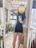 妙奕嘉長袖連體泳衣女2025新款遮肚顯瘦保守帶胸墊平角泡溫泉成人游泳衣 黑綠拼接長袖連體平角泳衣 均碼 曬單實(shí)拍圖