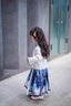 迪士尼女童套裝2025新款春秋艾莎公主馬面裙中小童女寶寶公主裙時(shí)尚百搭 藍色（荷葉）短袖套裝 120 cm 曬單實(shí)拍圖