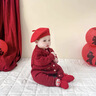 G. DUCKKIDS新生嬰兒衣服開春外出服男寶寶春裝針織連體衣嬰幼兒毛衣嬰童哈衣 紅色寶寶單層爬服 73cm (建議14-17斤) 曬單實(shí)拍圖