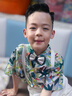 蘿卜唄唄（LUOBOBEIBEI）男童夏季禮服套裝兒童背帶褲襯衫六一演出 綠色短袖四件套-1  140 曬單實拍圖