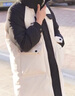 鴨鴨羽絨服女中長款2025年冬季中長款寬松東北加厚韓版撞色保暖外套 白色 M (建議100-130斤) 曬單實拍圖