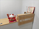 木之構(gòu)前臺接待臺美容院服裝店餐飲店公司吧臺收銀臺店鋪小型柜臺前臺桌 白色+金色楠木色【高臺在左】 120x45x100cm 曬單實拍圖
