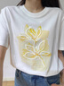 茵曼（INMAN）撞色條紋短袖T恤女2025夏季趣味減齡印花舒適休閑寬松上衣 黃條 M 曬單實(shí)拍圖