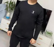 花花公子（PLAYBOY）【純棉兩件裝】長袖t恤男春秋季薄款圓領寬松上衣男裝簡約打底衫 卡其+深灰 【高品質兩件裝】 XL 建議140-150斤 曬單實拍圖