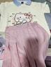 凱蒂貓（hellokitty）衫短袖短裙套裝2025夏季款韓版卡通凱蒂貓印花休閑兩件套 米色polo衫+粉色短裙 130 cm 曬單實(shí)拍圖