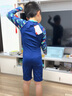 速比濤（Speedo）兒童泳衣花啦啦系列長(cháng)袖高覆蓋防曬連體泳衣男童 深藍/綠色 7-8 曬單實(shí)拍圖