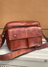 慢時(shí)光（mantime）復古手工真皮斜挎包休閑男包通勤郵差包頭層牛皮單肩包商務(wù)背包 淺棕色 曬單實(shí)拍圖