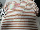 無(wú)印良品（MUJI）女式 條紋 圓領(lǐng)短袖T恤 上衣打底衫女款內(nèi)搭女裝女士 煙熏橙色條紋 M (160/84A) 曬單實(shí)拍圖