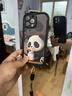 品盟（PISMEXOK）適用于蘋(píng)果16/15promax手機殼秋冬新款皮質(zhì)卡通熊貓帶掛繩保護套小眾硅膠防摔帶掛繩膚感女款外殼 黑色-奶罐熊貓 iPhone 16 Pro Max 曬單實(shí)拍圖