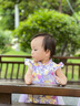 笛莎（DEESHA）女童2025夏印花網(wǎng)紗漢服旗袍 紫印花 110 曬單實拍圖