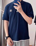 真維斯（Jeanswest）Polo衫男夏季重磅假兩件短袖上衣寬松大碼美式潮牌翻領(lǐng)半袖保羅衫 藏青 3XL 建議體重180-200斤 曬單實(shí)拍圖
