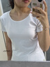 T恤女短袖修身夏季女裝潮流緊身體恤上衣圓領(lǐng)黑色 純白色短T XL 曬單實(shí)拍圖