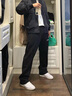李寧休閑褲男春秋款直筒針織棉質(zhì)衛褲透氣運動(dòng)褲跑步寬松健身運動(dòng)長(cháng)褲 黑色-直筒衛褲 XL 曬單實(shí)拍圖