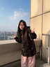 鴨鴨中長(zhǎng)款羽絨服女2025冬季新款撞色連帽時(shí)尚保暖顯瘦韓版派克服外套 米白色 M (建議110-130斤) 曬單實(shí)拍圖