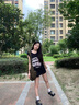嵐朵蘭甜辣妹T恤女小眾無(wú)袖背心女夏季美式復(fù)古黑色寬松體恤上衣女 黑色 M 80-105斤 曬單實(shí)拍圖