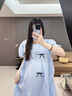 爾山集孕婦裝夏裝連衣裙設(shè)計感寬松花苞蝴蝶結(jié)連衣裙小個子甜美短袖裙子 藍(lán)色花苞裙XL110-130 曬單實拍圖