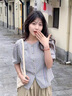 羅蒙（ROMON）法式條紋短袖襯衫女2025夏季新款顯瘦小個子時尚流行小衫襯衣上衣 條紋  L 115-130斤 曬單實拍圖