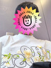 WHOOSIS（不知其名）玫瑰刺繡短袖T恤情侶款情人節(jié)禮物夏季美式男女同款 淺花灰色 S 曬單實拍圖